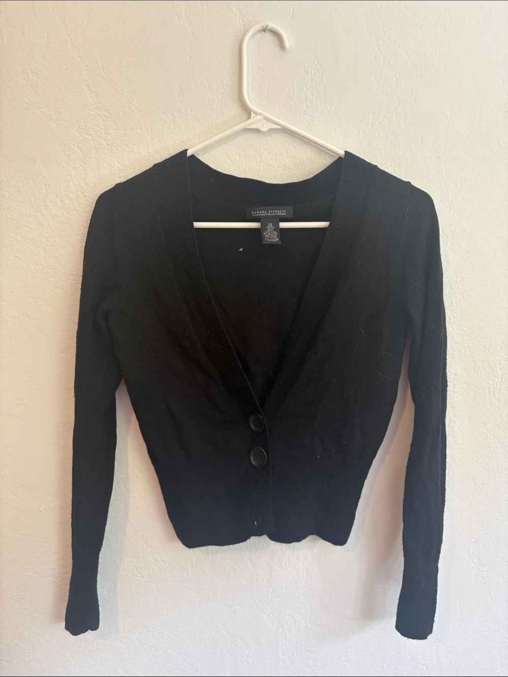 Lauren Ralph Lauren Black V-Neck Two-Button Cardigan